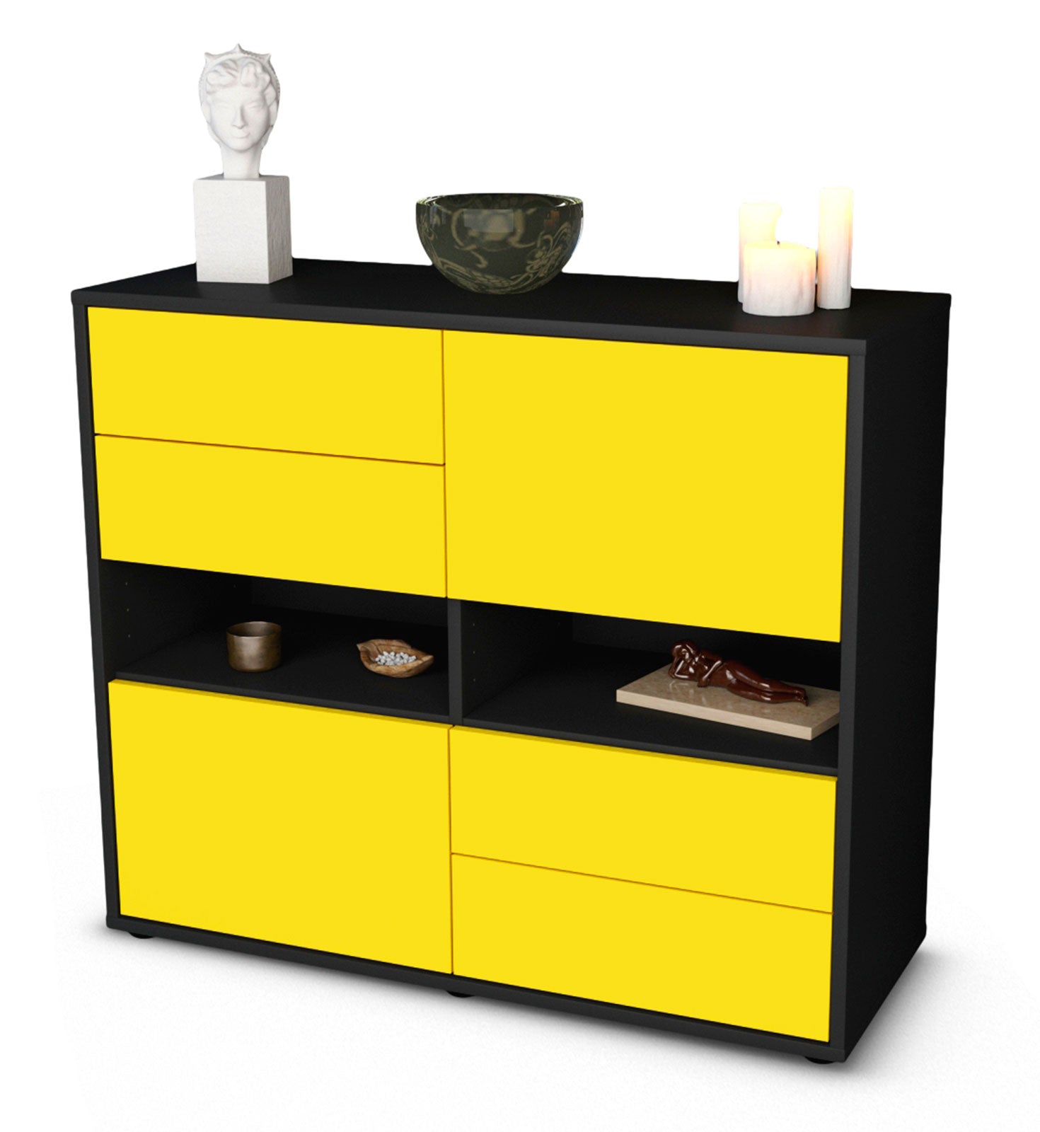 Sideboard Claudia | | Front in Gelb | 92x79x35cm (BxHxT) 1 Sideboard Claudia | | Front in Gelb | 92x79x35cm (BxHxT)