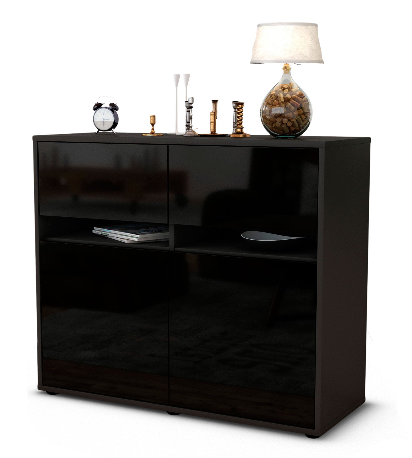 Sideboard Clea | | Front in Hochglanz Schwarz | 92x79x35cm (BxHxT) 1 Sideboard Clea | | Front in Hochglanz Schwarz | 92x79x35cm (BxHxT)