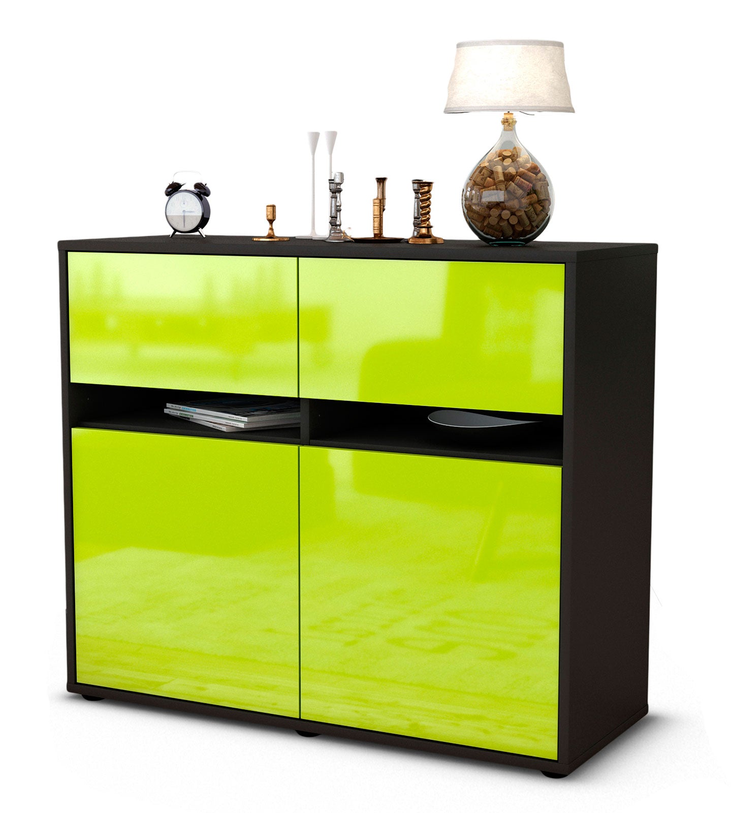 Sideboard Clea | | Front in Hochglanz Grün | 92x79x35cm (BxHxT) 1 Sideboard Clea | | Front in Hochglanz Grün | 92x79x35cm (BxHxT)