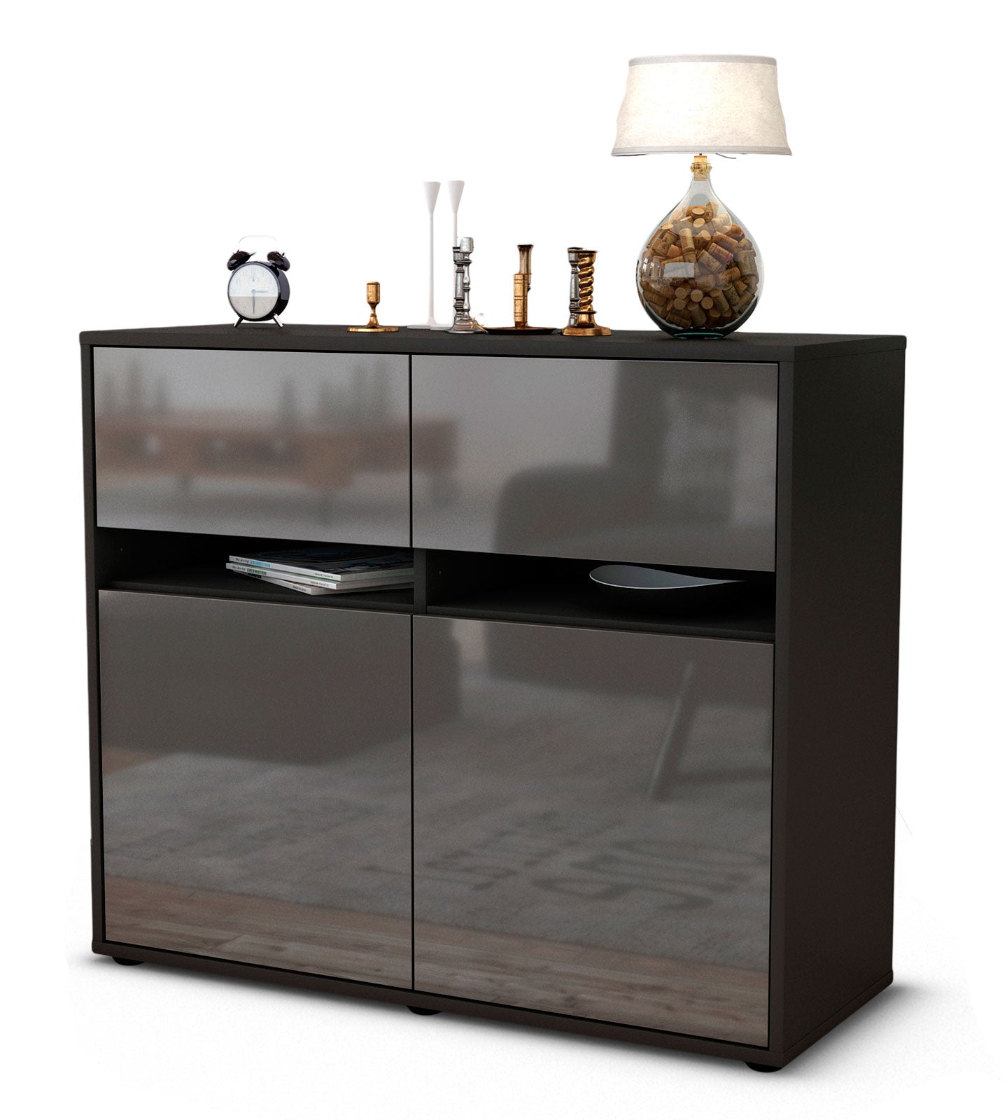 Sideboard Clea | | Front in Hochglanz Grau | 92x79x35cm (BxHxT) 1 Sideboard Clea | | Front in Hochglanz Grau | 92x79x35cm (BxHxT)