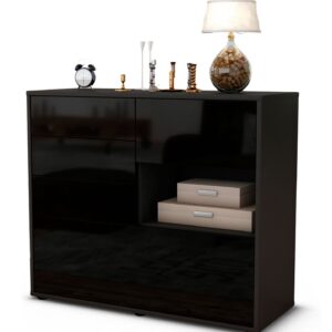 Sideboard Coco | | Front in Hochglanz Schwarz | 92x79x35cm (BxHxT)