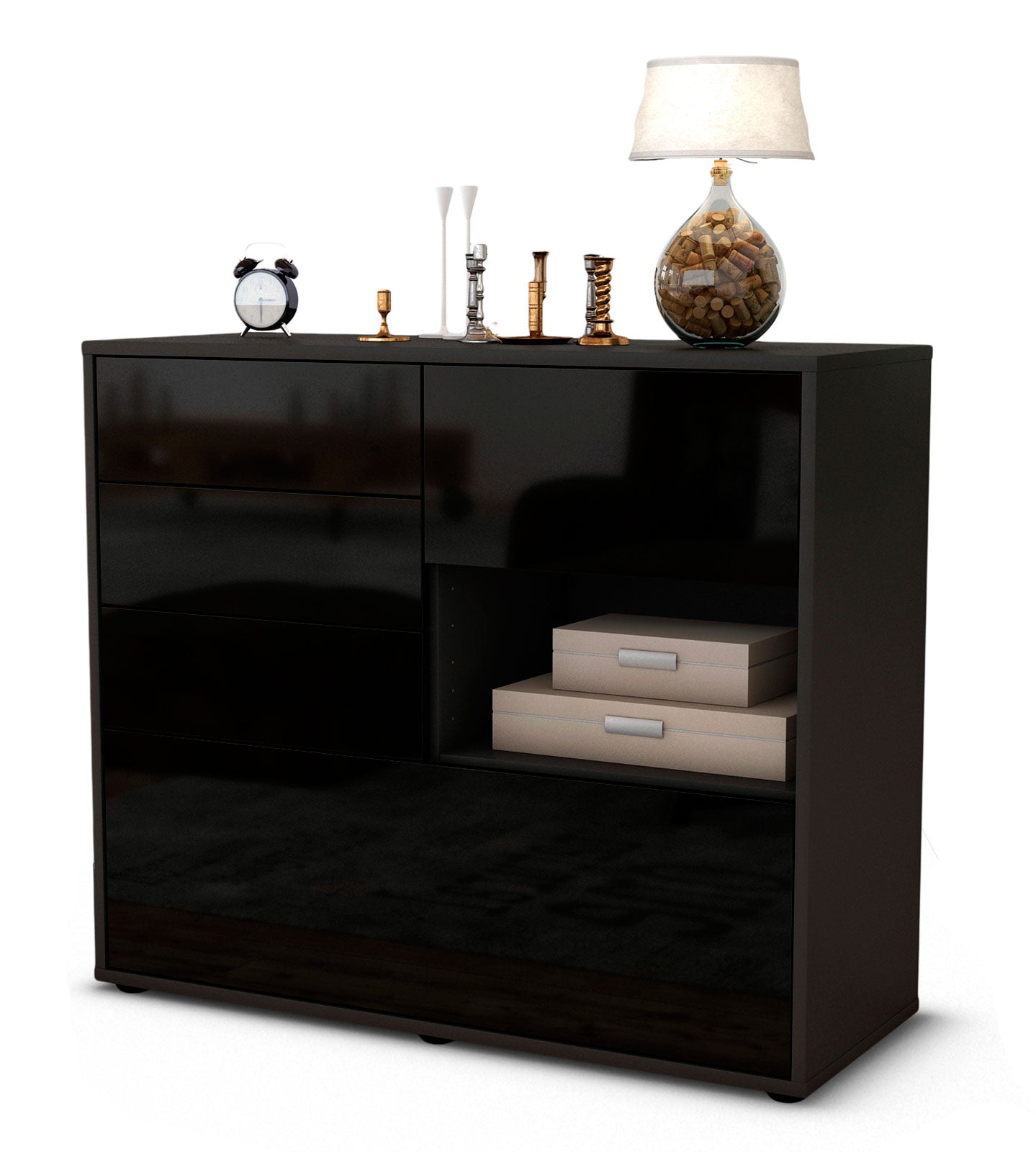Sideboard Coco | | Front in Hochglanz Schwarz | 92x79x35cm (BxHxT) 1 Sideboard Coco | | Front in Hochglanz Schwarz | 92x79x35cm (BxHxT)