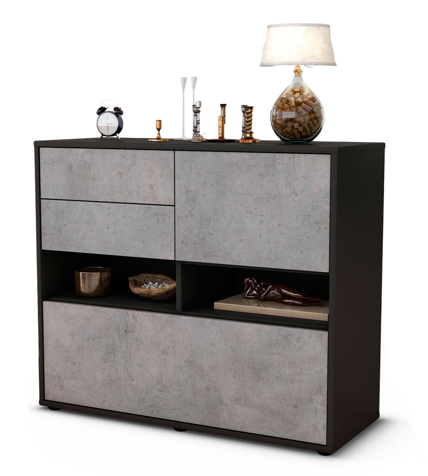 Sideboard Cornelia | | Front in Beton Optik | 92x79x35cm (BxHxT) 1 Sideboard Cornelia | | Front in Beton Optik | 92x79x35cm (BxHxT)