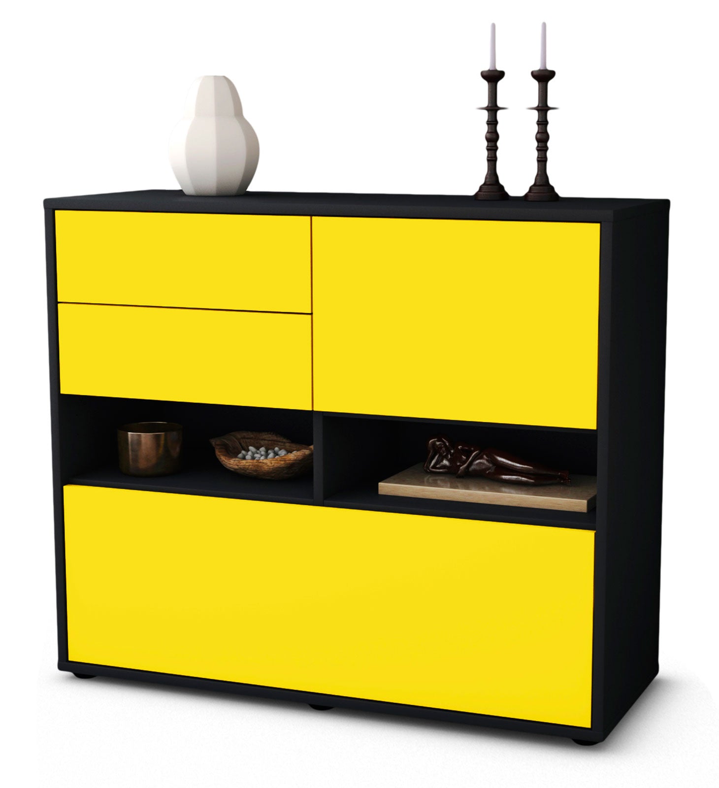 Sideboard Cornelia | | Front in Gelb | 92x79x35cm (BxHxT) 1 Sideboard Cornelia | | Front in Gelb | 92x79x35cm (BxHxT)