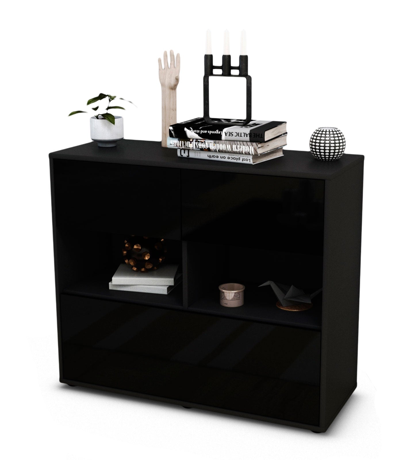 Sideboard Cosima | | Front in Hochglanz Schwarz | 92x79x35cm (BxHxT) 1 Sideboard Cosima | | Front in Hochglanz Schwarz | 92x79x35cm (BxHxT)