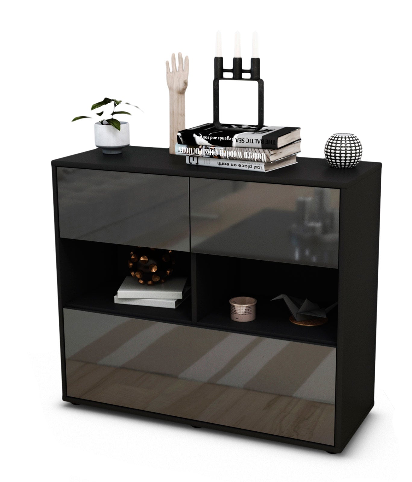 Sideboard Cosima | | Front in Hochglanz Grau | 92x79x35cm (BxHxT) 1 Sideboard Cosima | | Front in Hochglanz Grau | 92x79x35cm (BxHxT)