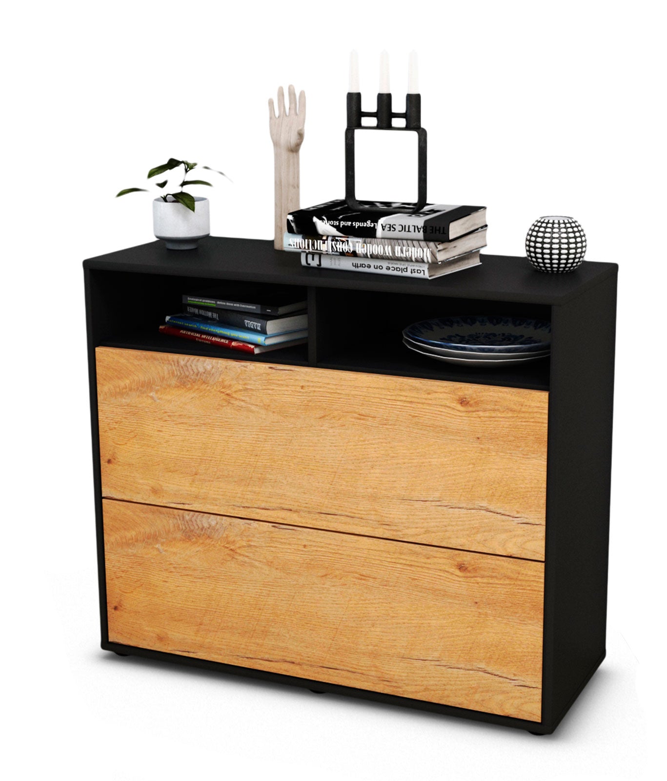 Sideboard Cosma | | Front in Eiche Holz Optik | 92x79x35cm (BxHxT) 1 Sideboard Cosma | | Front in Eiche Holz Optik | 92x79x35cm (BxHxT)