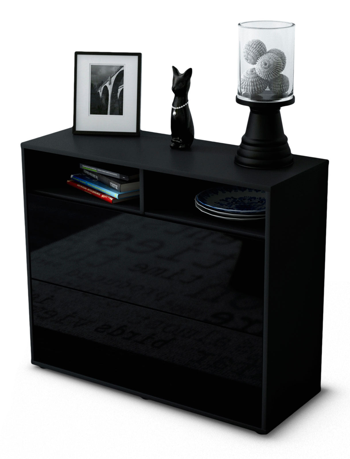 Sideboard Cosma | | Front in Hochglanz Schwarz | 92x79x35cm (BxHxT) 1 Sideboard Cosma | | Front in Hochglanz Schwarz | 92x79x35cm (BxHxT)