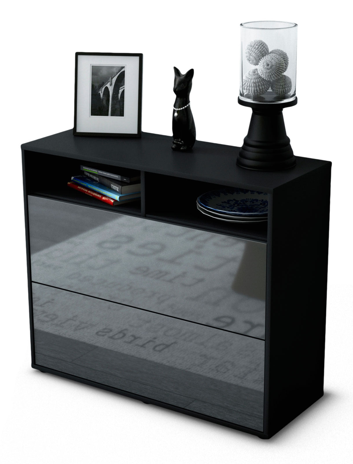 Sideboard Cosma | | Front in Hochglanz Grau | 92x79x35cm (BxHxT) 1 Sideboard Cosma | | Front in Hochglanz Grau | 92x79x35cm (BxHxT)