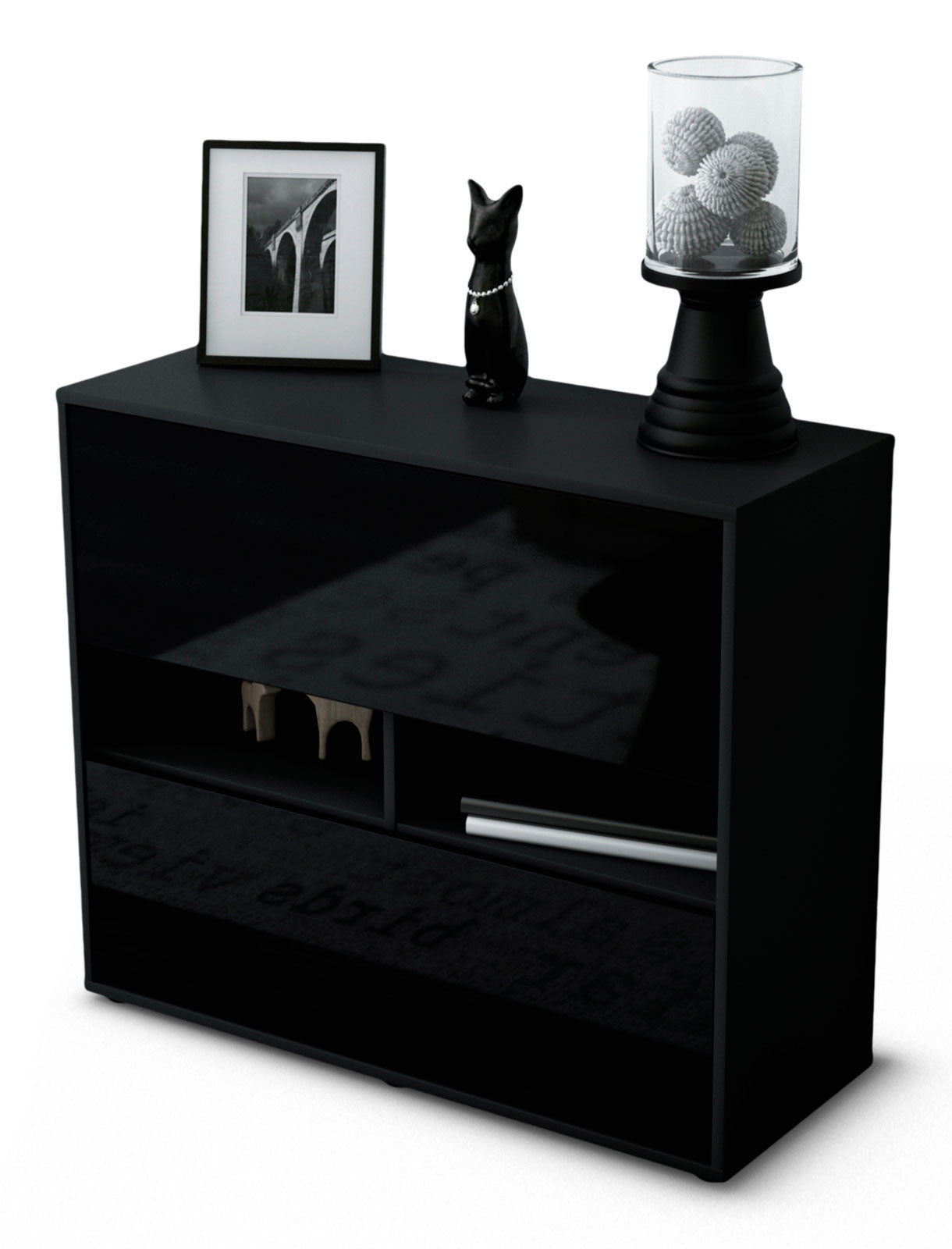 Sideboard Dalia | | Front in Hochglanz Schwarz | 92x79x35cm (BxHxT) 1 Sideboard Dalia | | Front in Hochglanz Schwarz | 92x79x35cm (BxHxT)