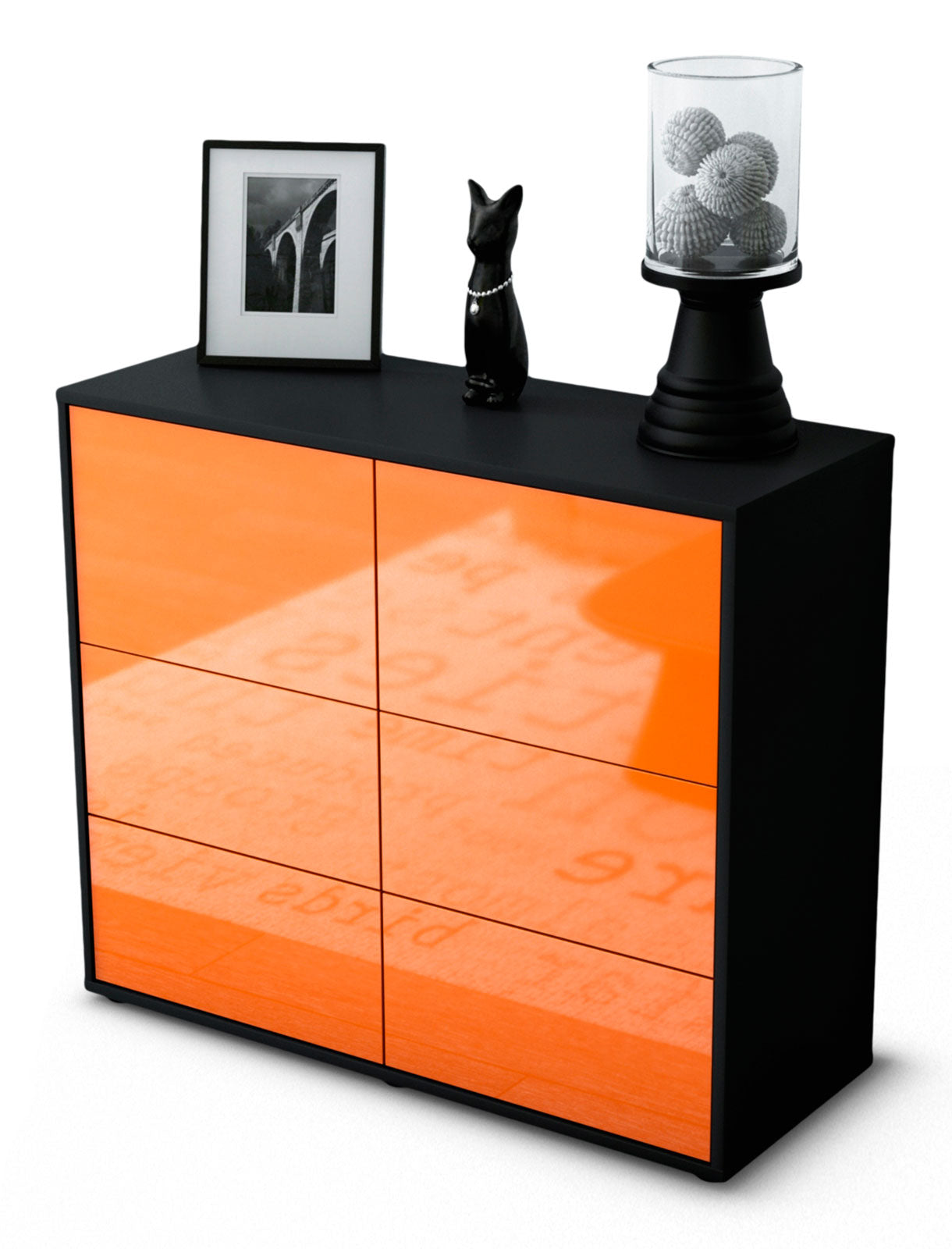 Sideboard Dana | | Front in Hochglanz Orange | 92x79x35cm (BxHxT) 1 Sideboard Dana | | Front in Hochglanz Orange | 92x79x35cm (BxHxT)