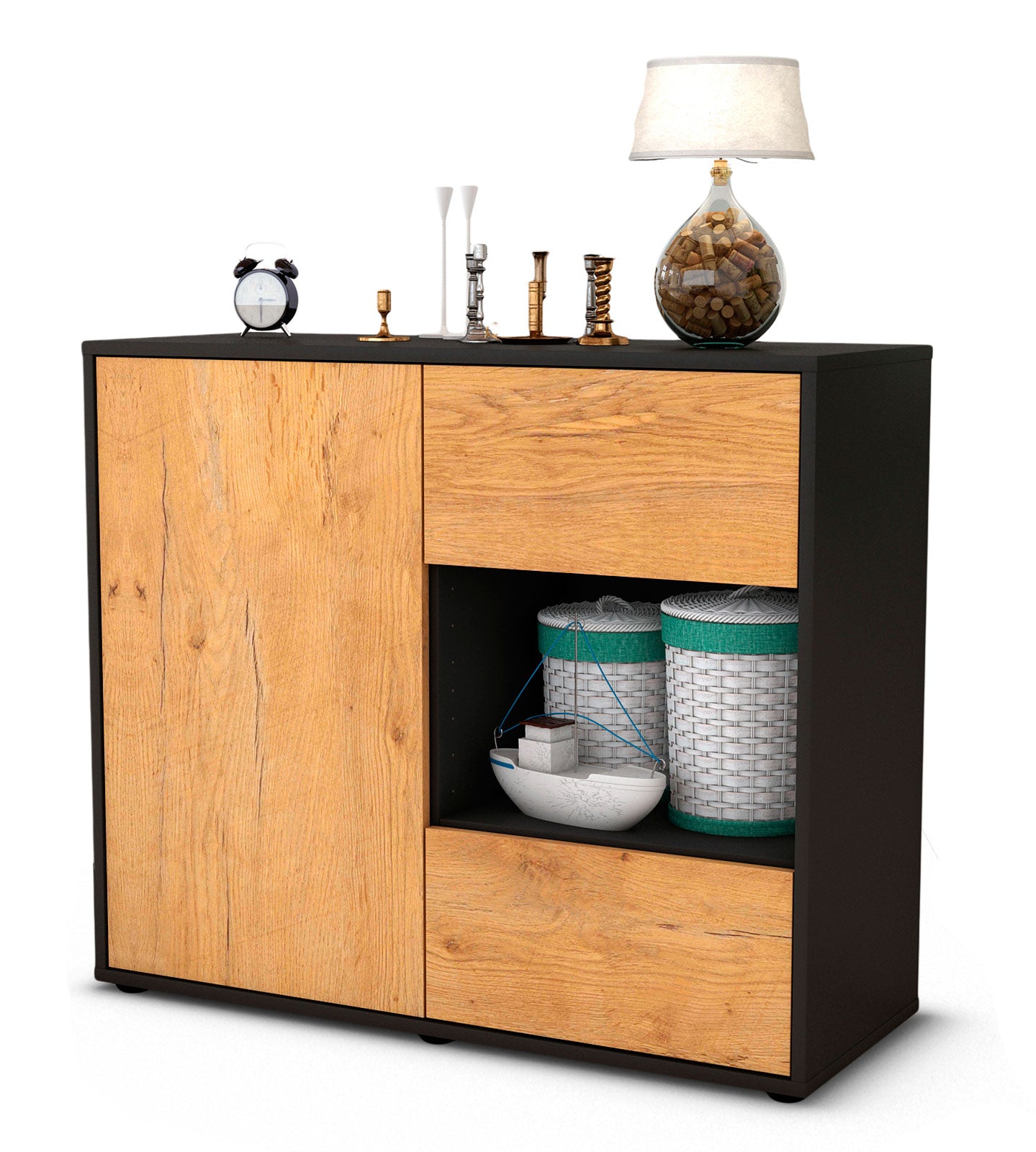 Sideboard Danica | | Front in Eiche Holz Optik | 92x79x35cm (BxHxT) 1 Sideboard Danica | | Front in Eiche Holz Optik | 92x79x35cm (BxHxT)