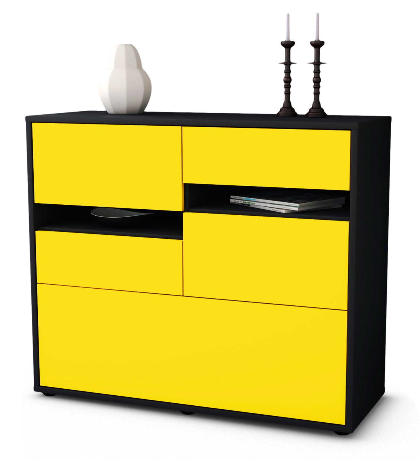 Sideboard Daria | | Front in Gelb | 92x79x35cm (BxHxT) 1 Sideboard Daria | | Front in Gelb | 92x79x35cm (BxHxT)