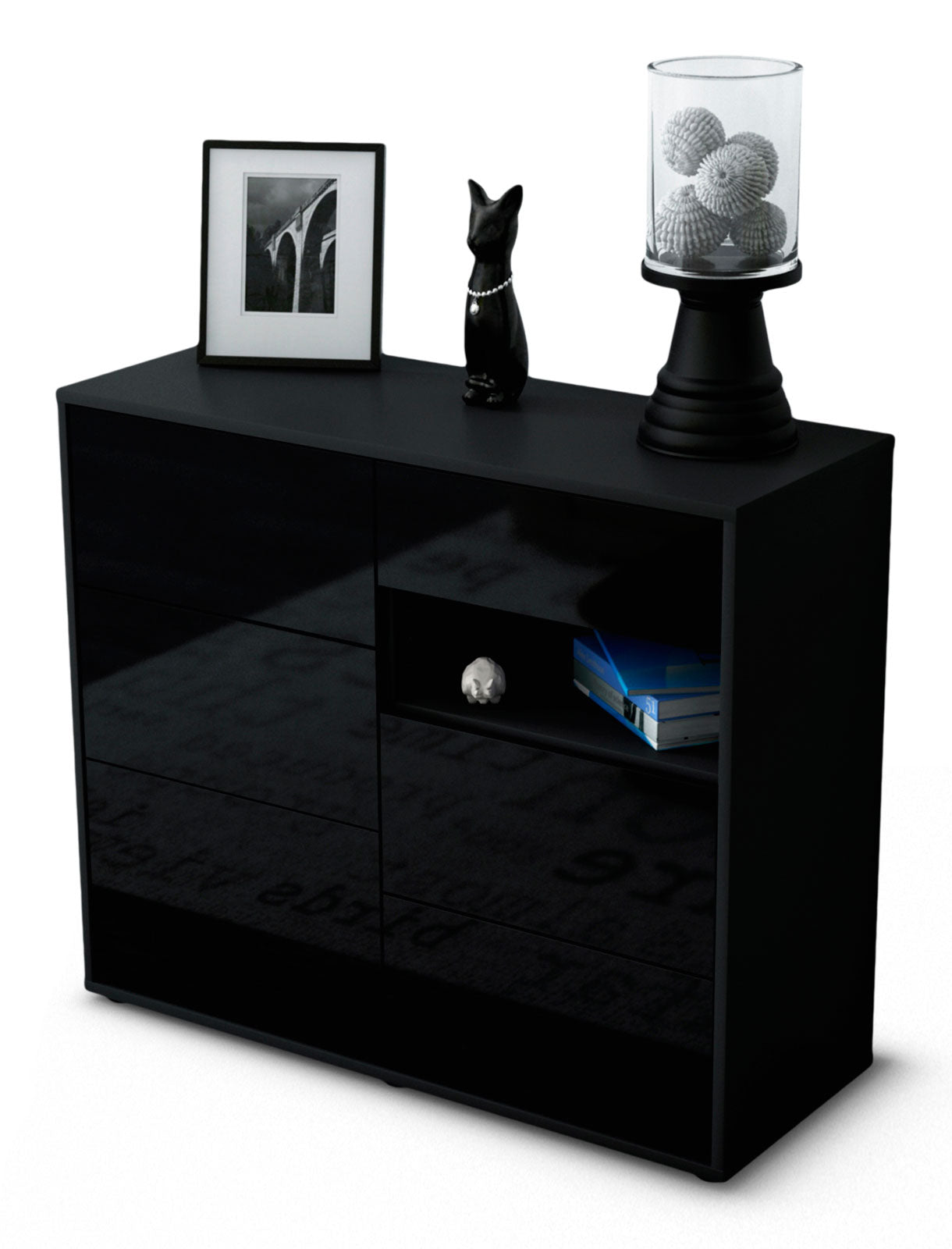Sideboard Dariella | | Front in Hochglanz Schwarz | 92x79x35cm (BxHxT) 1 Sideboard Dariella | | Front in Hochglanz Schwarz | 92x79x35cm (BxHxT)