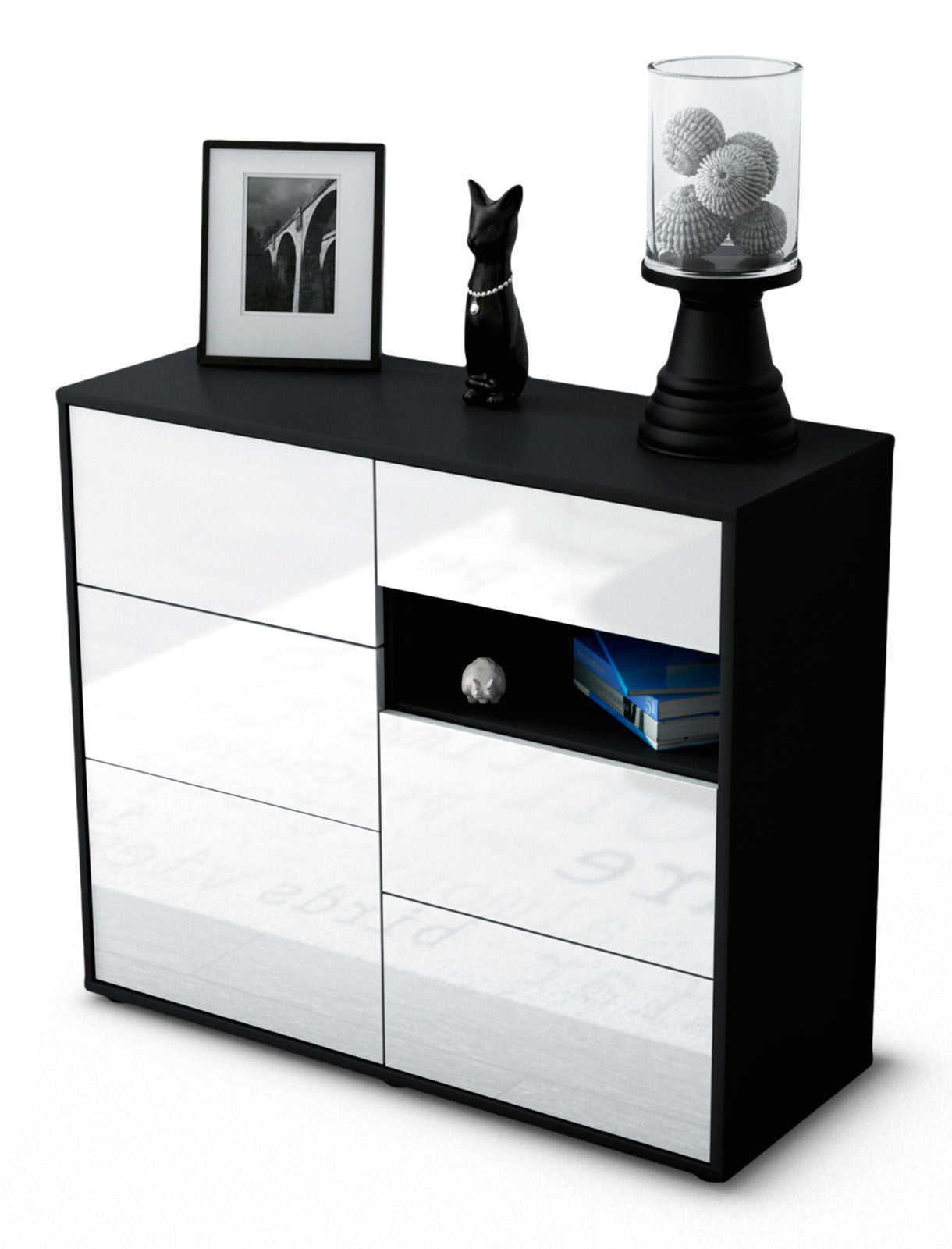 Sideboard Dariella | | Front in Hochglanz Weiß | 92x79x35cm (BxHxT) 1 Sideboard Dariella | | Front in Hochglanz Weiß | 92x79x35cm (BxHxT)