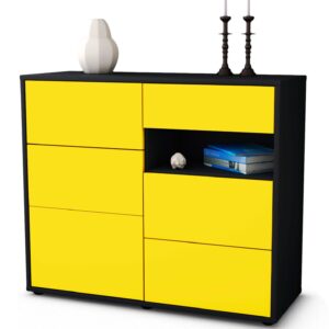 Sideboard Dariella | Korpus Anthrazit | Front in Gelb | 92x79x35cm (BxHxT)
