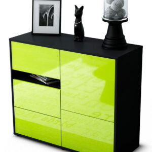 Sideboard Davina | Korpus Anthrazit | Front in Hochglanz Grün | 92x79x35cm (BxHxT)