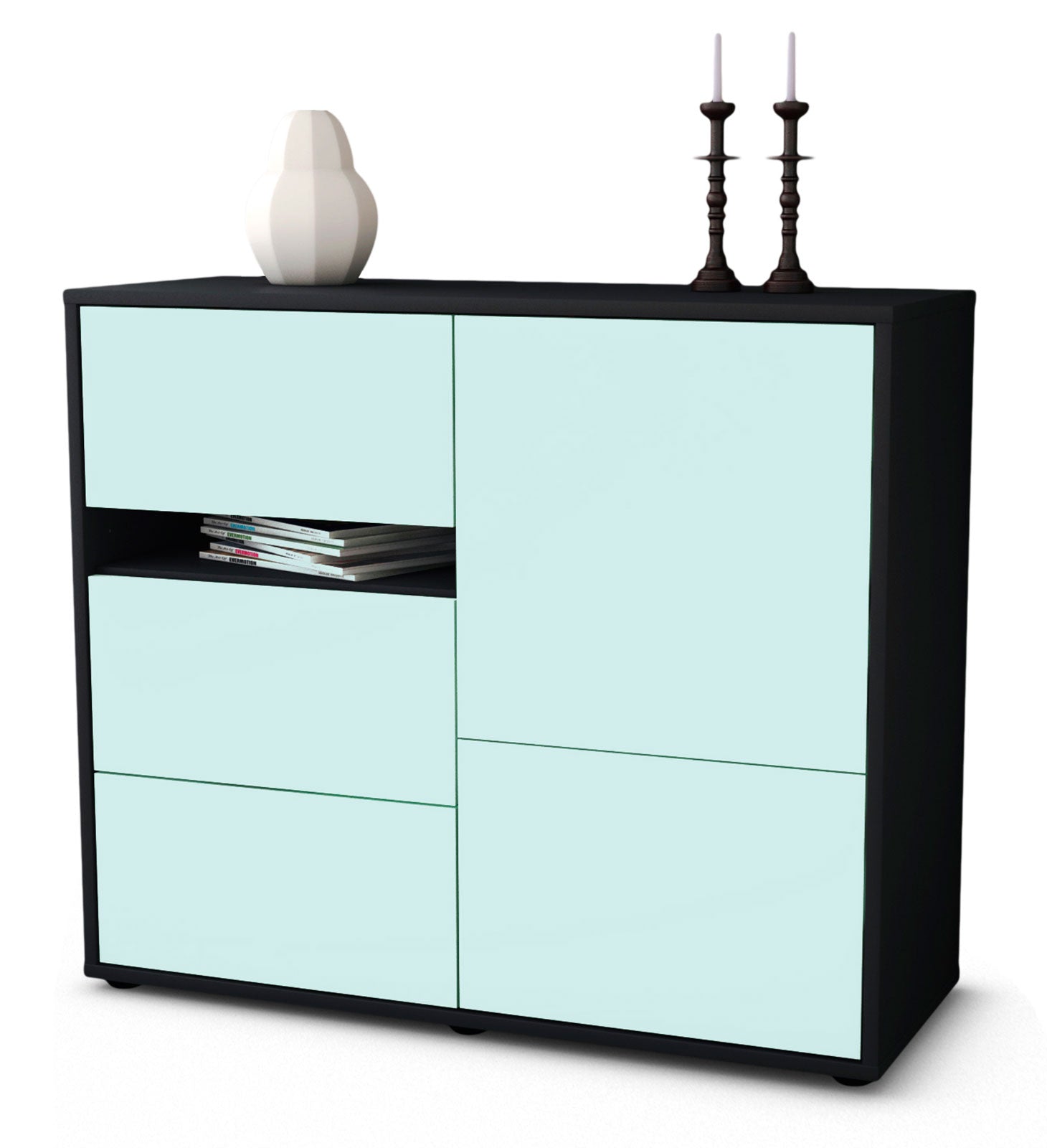 Sideboard Davina | Korpus Anthrazit | Front in Mint | 92x79x35cm (BxHxT) 1 Sideboard Davina | Korpus Anthrazit | Front in Mint | 92x79x35cm (BxHxT)
