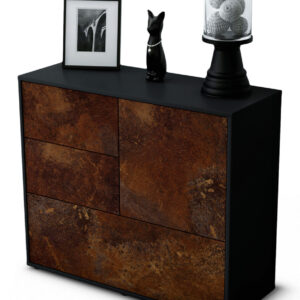 Sideboard Deanna | Korpus Anthrazit | Front in Rost Optik | 92x79x35cm (BxHxT)