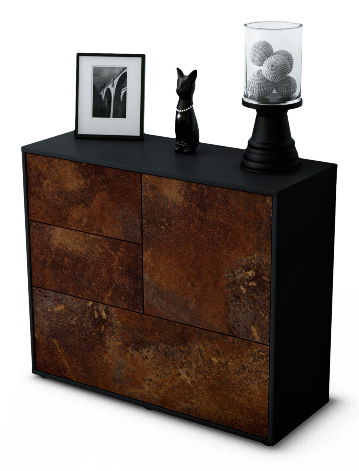 Sideboard Deanna | Korpus Anthrazit | Front in Rost Optik | 92x79x35cm (BxHxT) 1 Sideboard Deanna | Korpus Anthrazit | Front in Rost Optik | 92x79x35cm (BxHxT)