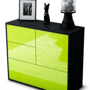 Sideboard Deanna | Korpus Anthrazit | Front in Hochglanz Grün | 92x79x35cm (BxHxT)