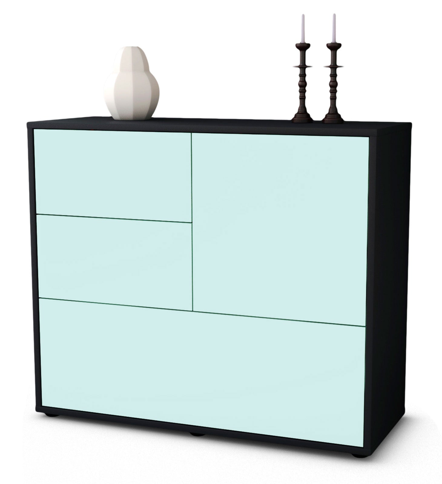 Sideboard Deanna | Korpus Anthrazit | Front in Mint | 92x79x35cm (BxHxT) 1 Sideboard Deanna | Korpus Anthrazit | Front in Mint | 92x79x35cm (BxHxT)