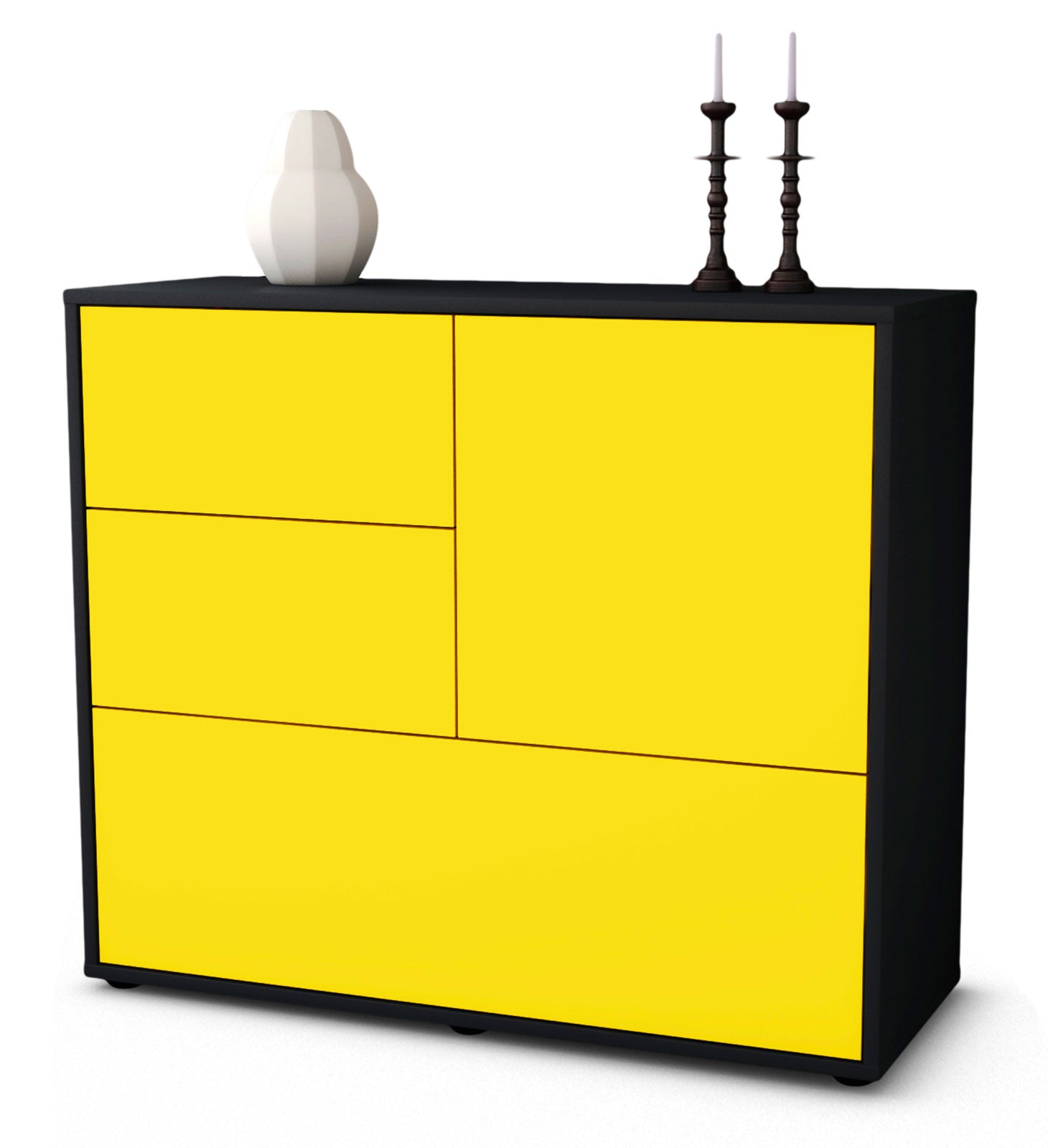 Sideboard Deanna | Korpus Anthrazit | Front in Gelb | 92x79x35cm (BxHxT) 1 Sideboard Deanna | Korpus Anthrazit | Front in Gelb | 92x79x35cm (BxHxT)