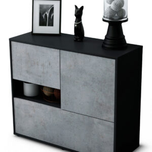 Sideboard Debora | Korpus Anthrazit | Front in Beton Optik | 92x79x35cm (BxHxT)