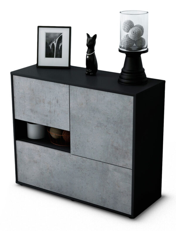 Sideboard Debora | Korpus Anthrazit | Front in Beton Optik | 92x79x35cm (BxHxT)
