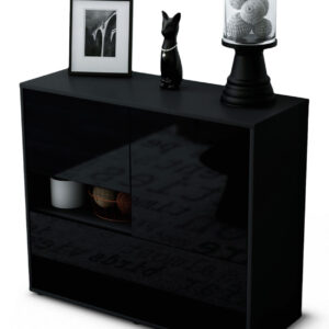 Sideboard Debora | Korpus Anthrazit | Front in Hochglanz Schwarz | 92x79x35cm (BxHxT)