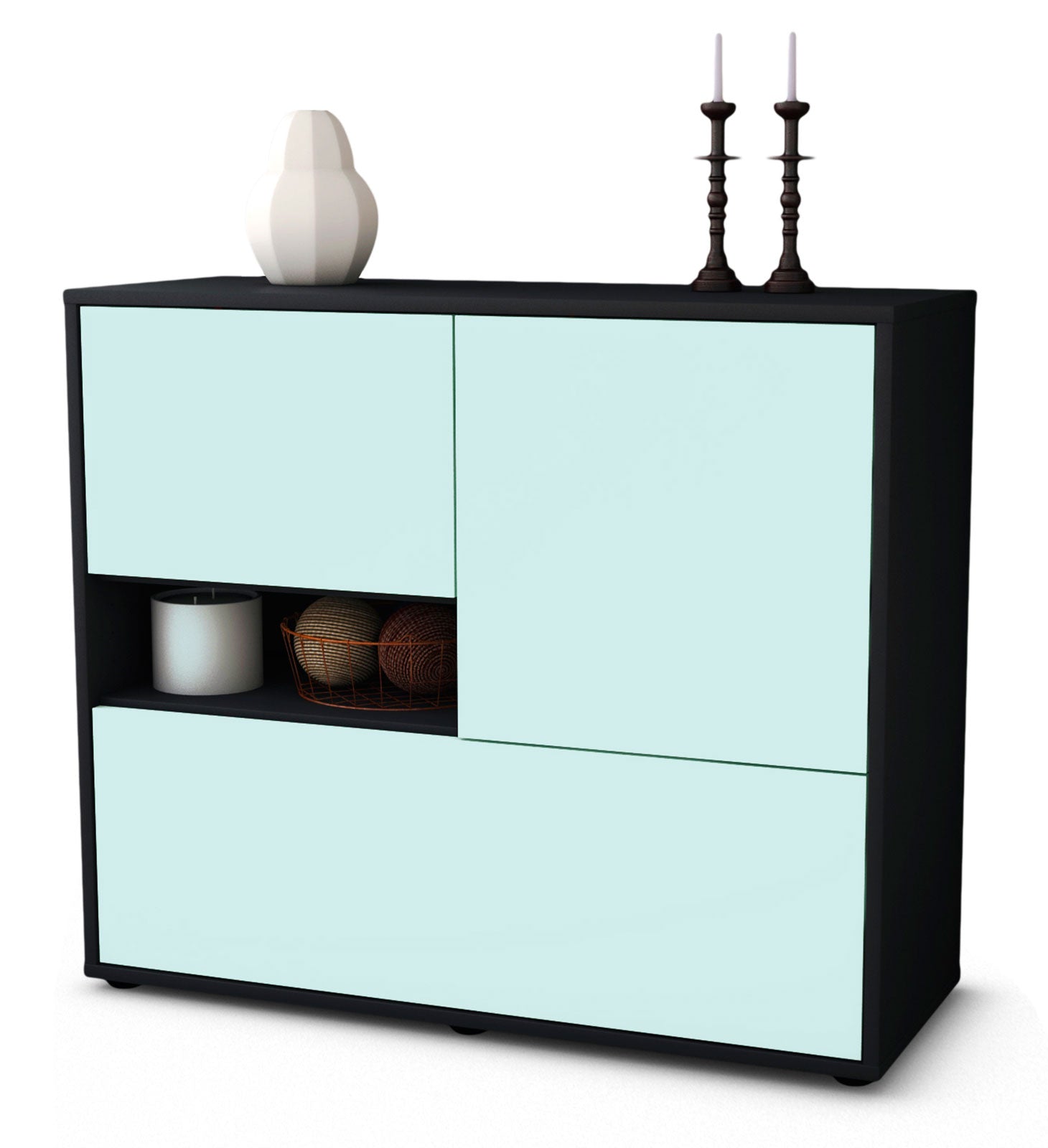 Sideboard Debora | Korpus Anthrazit | Front in Mint | 92x79x35cm (BxHxT) 1 Sideboard Debora | Korpus Anthrazit | Front in Mint | 92x79x35cm (BxHxT)