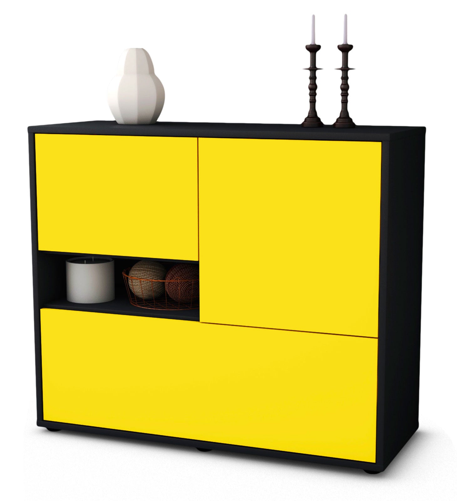 Sideboard Debora | Korpus Anthrazit | Front in Gelb | 92x79x35cm (BxHxT) 1 Sideboard Debora | Korpus Anthrazit | Front in Gelb | 92x79x35cm (BxHxT)