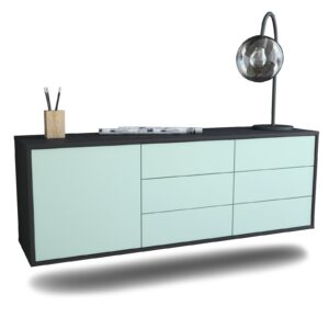 Lowboard Portland | hängend | Korpus Anthrazit | Front in Mint | 136x49x35cm (BxHxT)