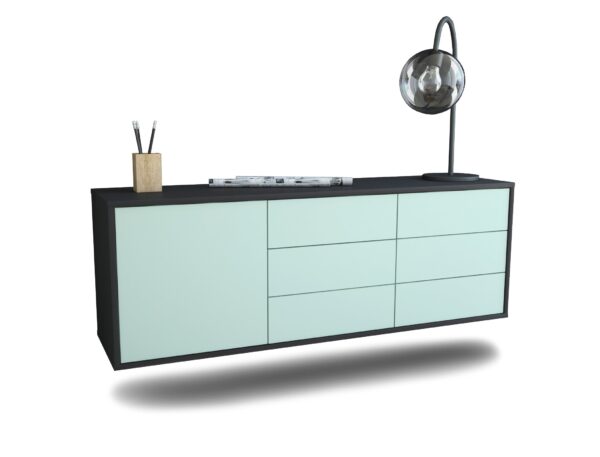 Lowboard Portland | hängend | Korpus Anthrazit | Front in Mint | 136x49x35cm (BxHxT)