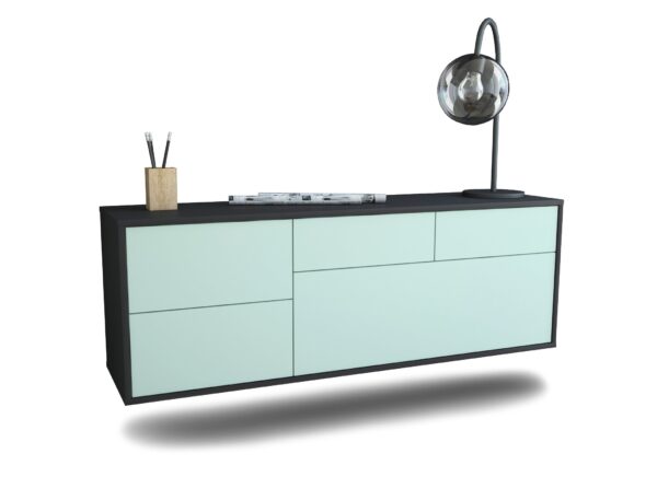 Lowboard Fresno | hängend | Korpus Anthrazit | Front in Mint | 136x49x35cm (BxHxT)