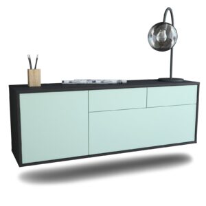 Lowboard Colorado Springs | hängend | Korpus Anthrazit | Front in Mint | 136x49x35cm (BxHxT)