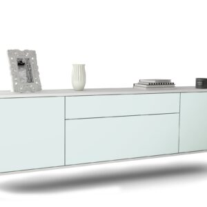 Lowboard Aurora | hängend | Korpus Weiß | Front in Mint | 180x49x35cm (BxHxT)