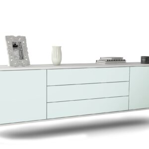 Lowboard Riverside | hängend | Korpus Weiß | Front in Mint | 180x49x35cm (BxHxT)