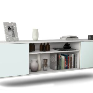 Lowboard Newark | hängend | Korpus Weiß | Front in Mint | 180x49x35cm (BxHxT)