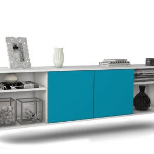 Lowboard Anchorage | hängend | Korpus Weiß | Front in Türkis | 180x49x35cm (BxHxT)