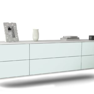 Lowboard Saint Paul | hängend | Korpus Weiß | Front in Mint | 180x49x35cm (BxHxT)