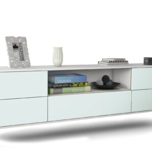 Lowboard Buffalo | hängend | Korpus Weiß | Front in Mint | 180x49x35cm (BxHxT)