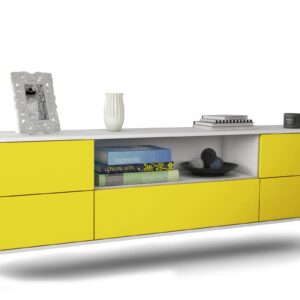 Lowboard Buffalo | hängend | Korpus Weiß | Front in Gelb | 180x49x35cm (BxHxT)