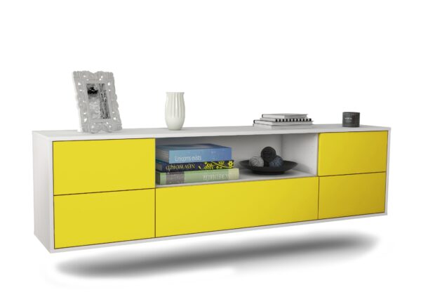 Lowboard Buffalo | hängend | Korpus Weiß | Front in Gelb | 180x49x35cm (BxHxT)