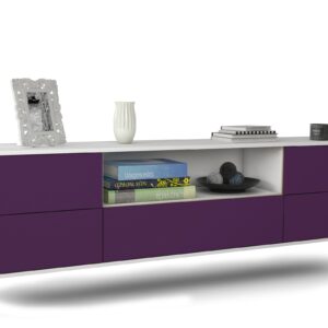 Lowboard Buffalo | hängend | Korpus Weiß | Front in Lila | 180x49x35cm (BxHxT)