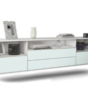 Lowboard Henderson | hängend | Korpus Weiß | Front in Mint | 180x49x35cm (BxHxT)