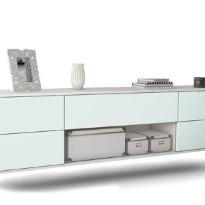 Lowboard Lincoln | hängend | Korpus Weiß | Front in Mint | 180x49x35cm (BxHxT)