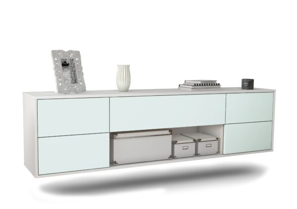 Lowboard Lincoln | hängend | Korpus Weiß | Front in Mint | 180x49x35cm (BxHxT)