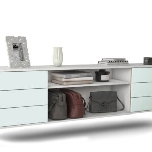 Lowboard Norfolk | hängend | Korpus Weiß | Front in Mint | 180x49x35cm (BxHxT)