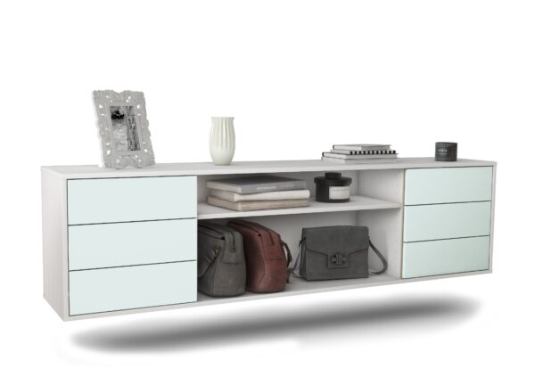 Lowboard Norfolk | hängend | Korpus Weiß | Front in Mint | 180x49x35cm (BxHxT)